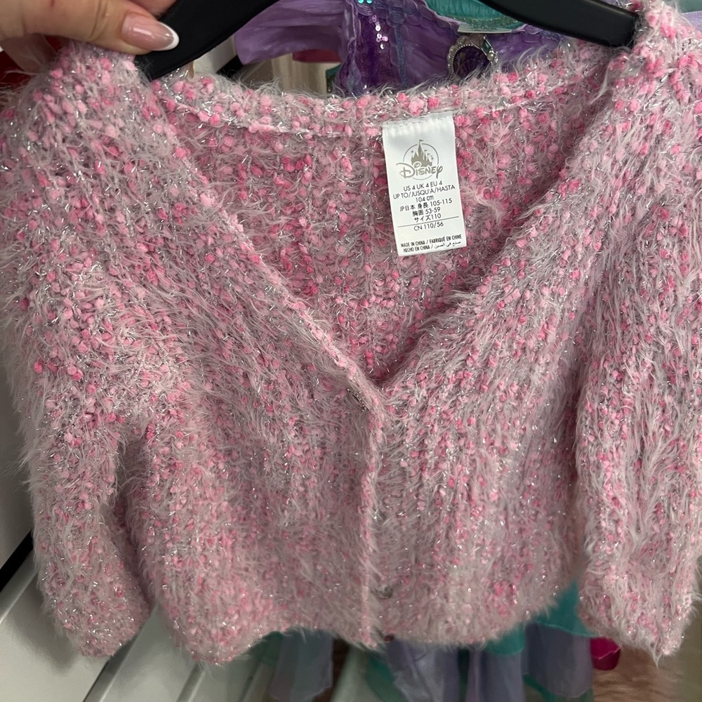 Disney Pink and Gray Fuzzy Sweater